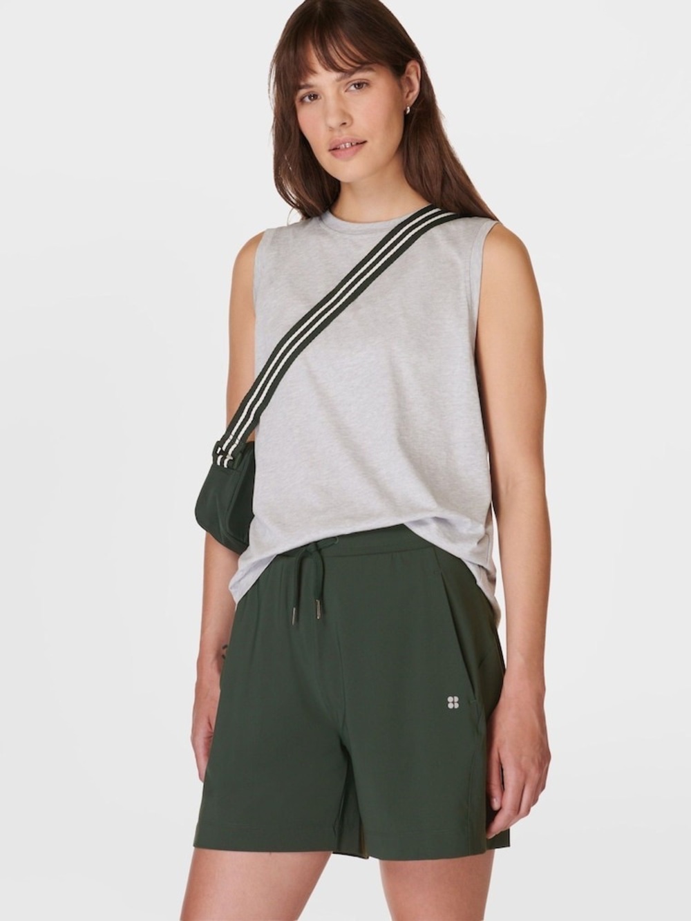 Sweaty Betty 5.5” Shorts | XL | (16-18) Olive Athletic Lounge Sweat- Wicking